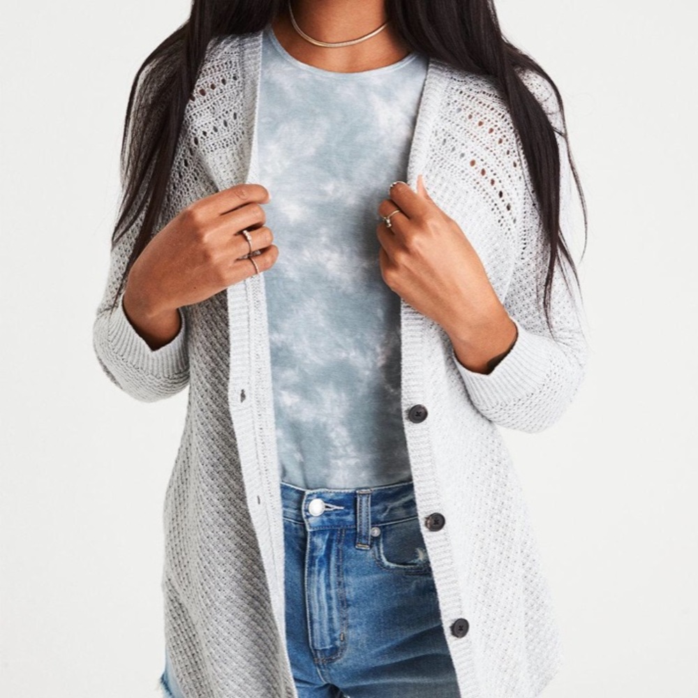 American Eagle Gray Cardigan - Picture 1 of 5